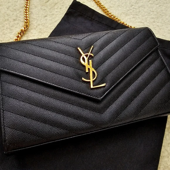 【SAINT LAURENT】MONOGRAM CHAIN BAG Saint Laurent Monogram Mix Matelasse Envelope Chain Bag Small